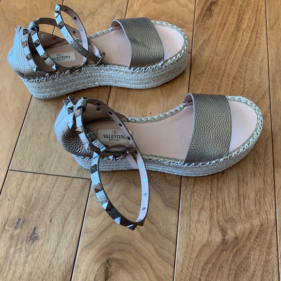 Valentino rockstud ankle strap espadrille sandal - Picture 4 of 12